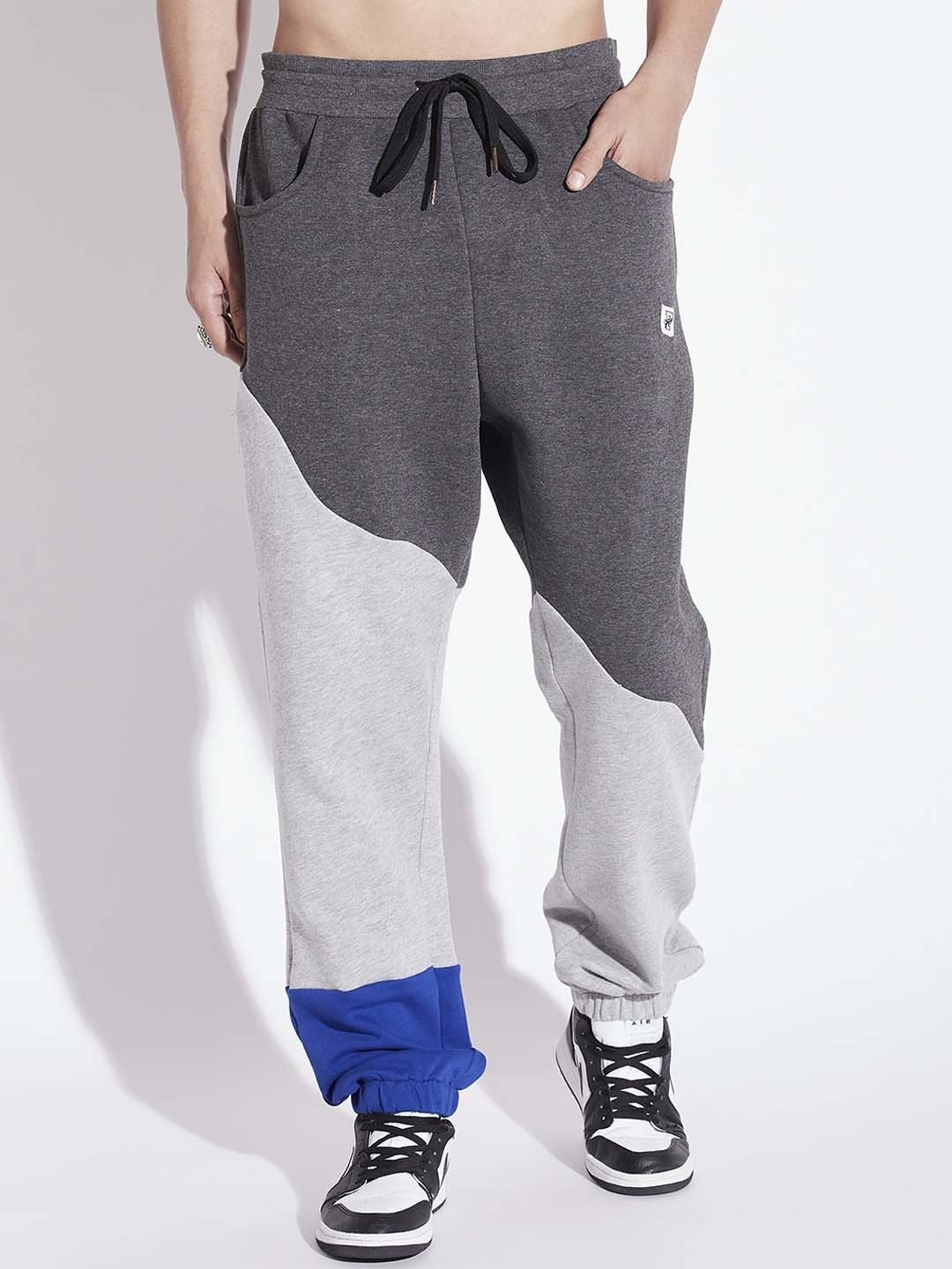 

FUGAZEE Men Grey Colourblocked Relaxed-Fit Track Pant