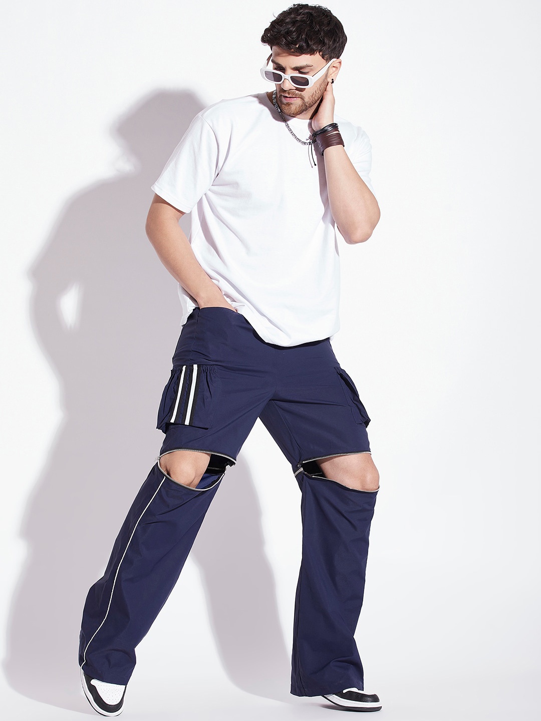 

FUGAZEE Men Navy Blue Relaxed Fit Detachable Track Pants