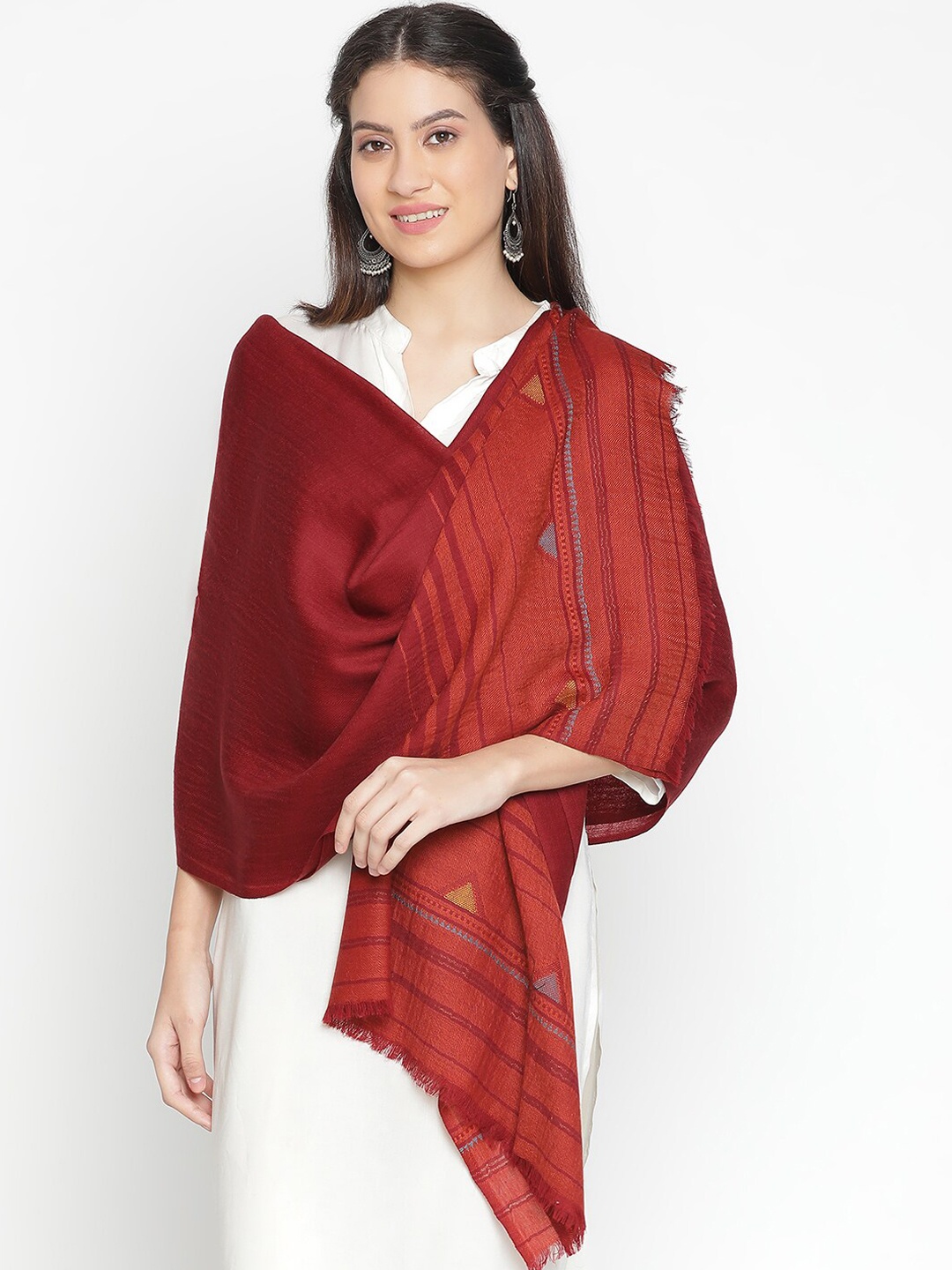 

SHINGORA Pure Wool Shawl, Maroon
