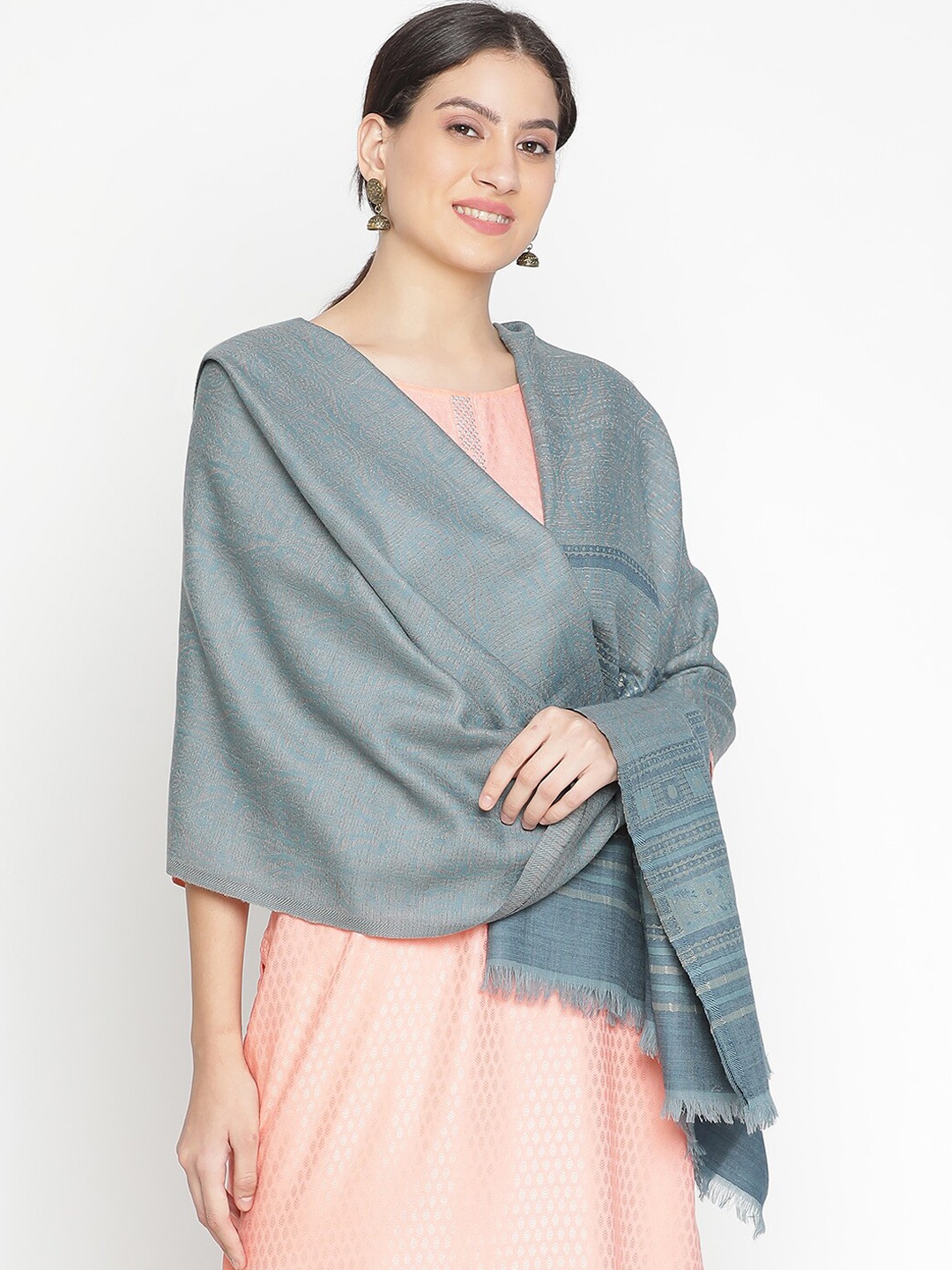 

SHINGORA Woven Design Shawl, Blue