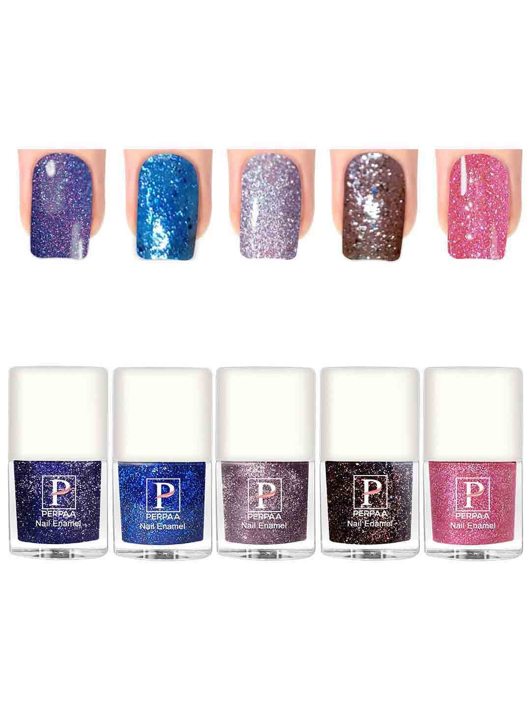 

PERPAA 5Pc Long Lasting UV Gel Nail Polish - 5ml Each - Blue-Turquoise-Lavender-Brown-Pink