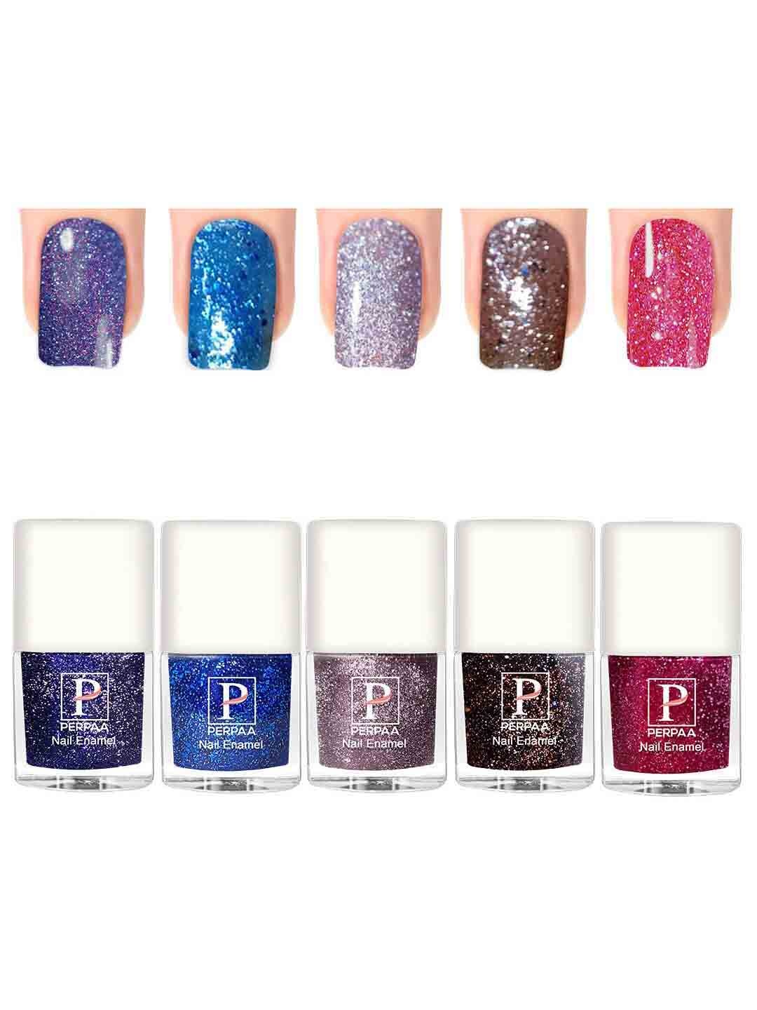 

PERPAA Set Of 5 Glitter Light Flashing Sparkly UV Gel Nail Polish -5ml Each-92-93-9495-96, Pink