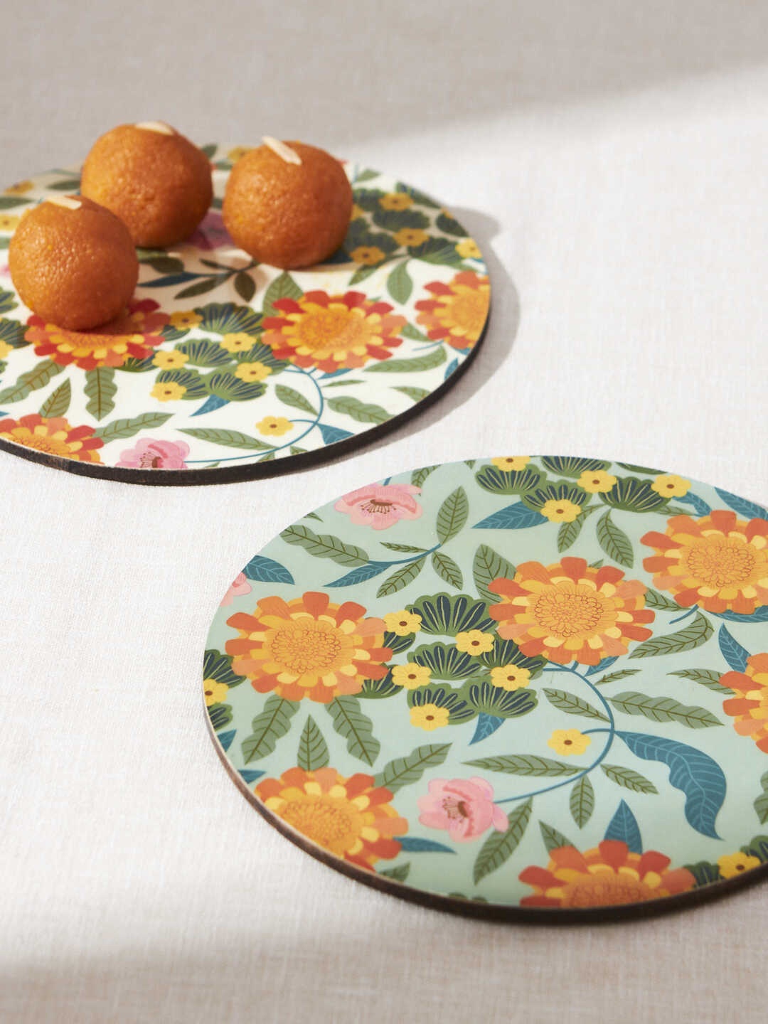 Chumbak Marigold Trivets Assorted 2 Pieces Serving Platter