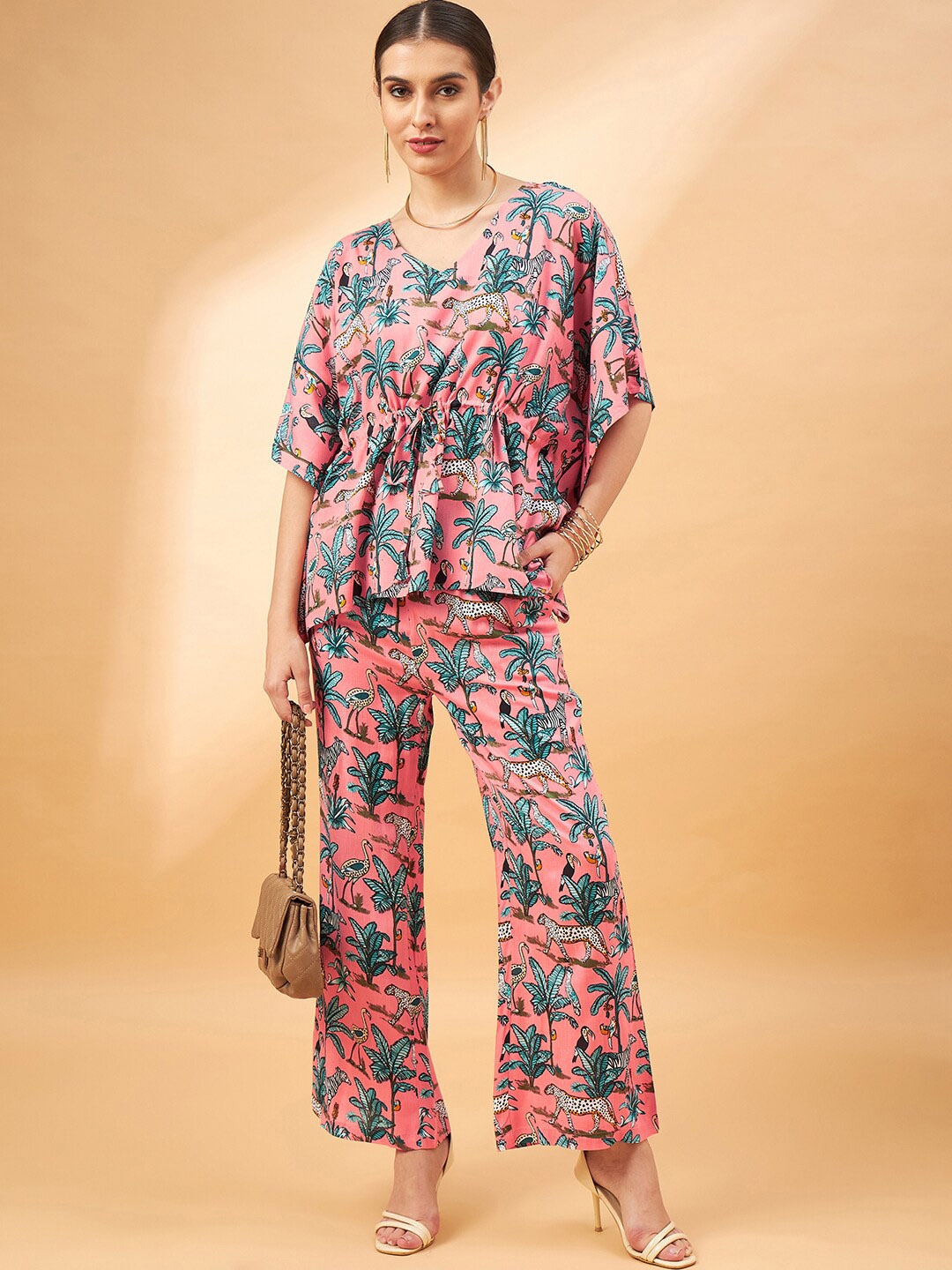 

all about you Floral Printed Top With Trousers, Pink