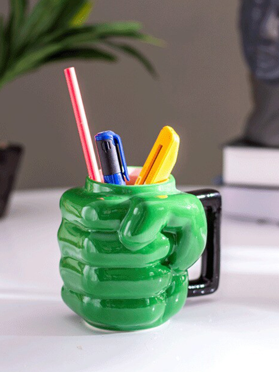 

THEDECORKART Green & Black Hulk Ceramic Pen Stand
