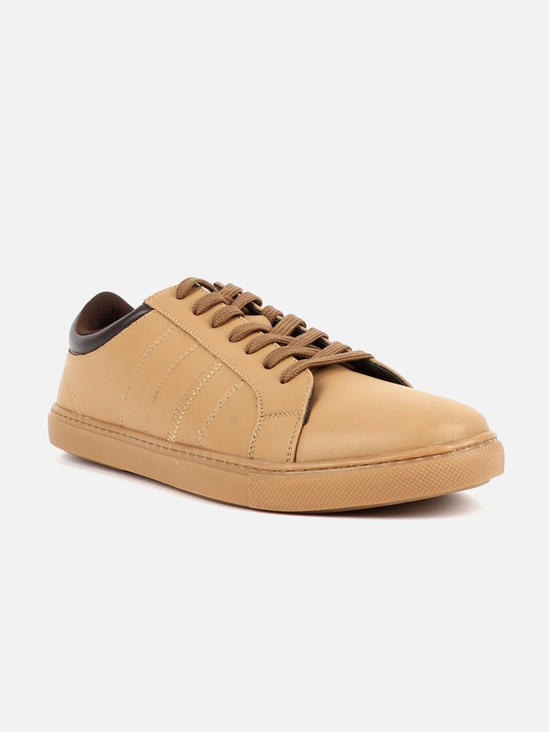

Carlton London Men Comfort Insole Lace-Up Sneakers, Khaki