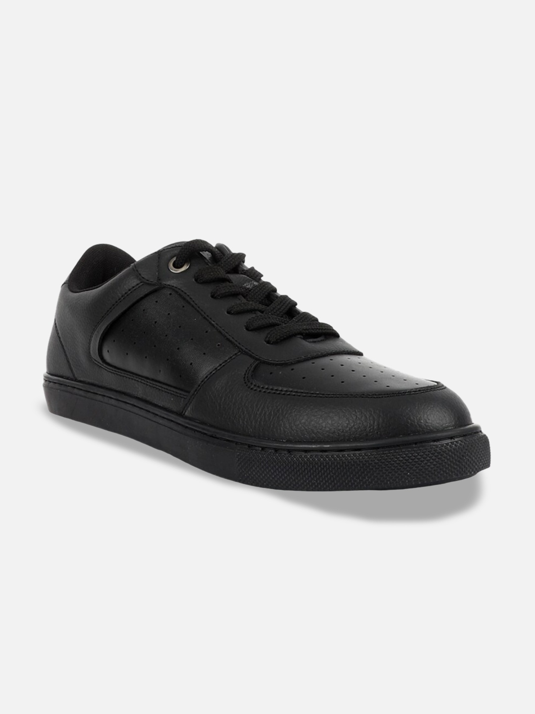 

Carlton London Men Perforated Lace-Up Sneakers, Black