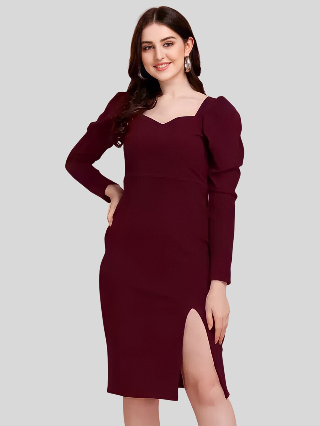 

ZELZIS Sweetheart Neck Sheath Dress, Maroon