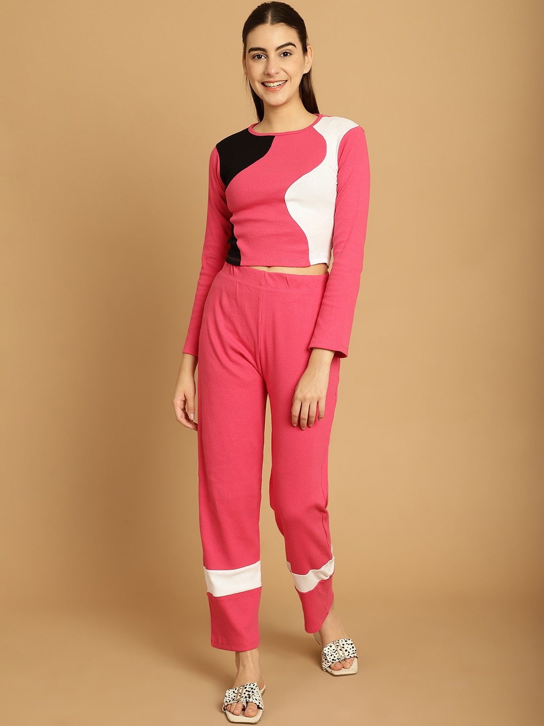 

TAG 7 Colourblocked Top With Trousers, Pink