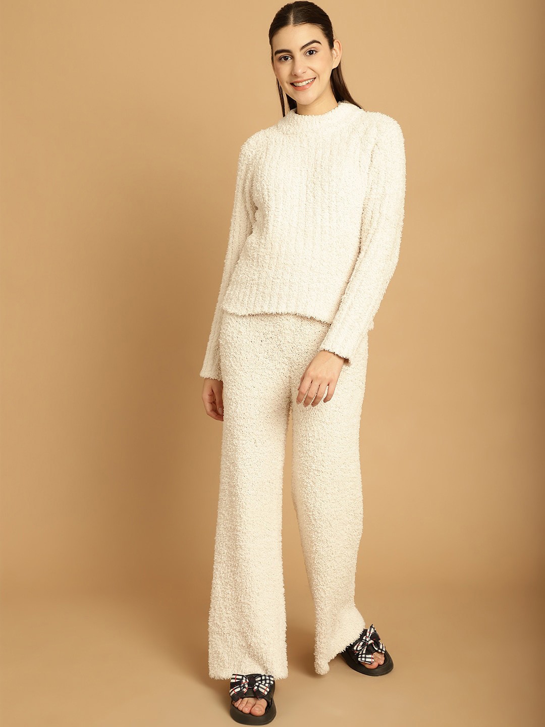 

TAG 7 Self Design Sweater With Trousers, White