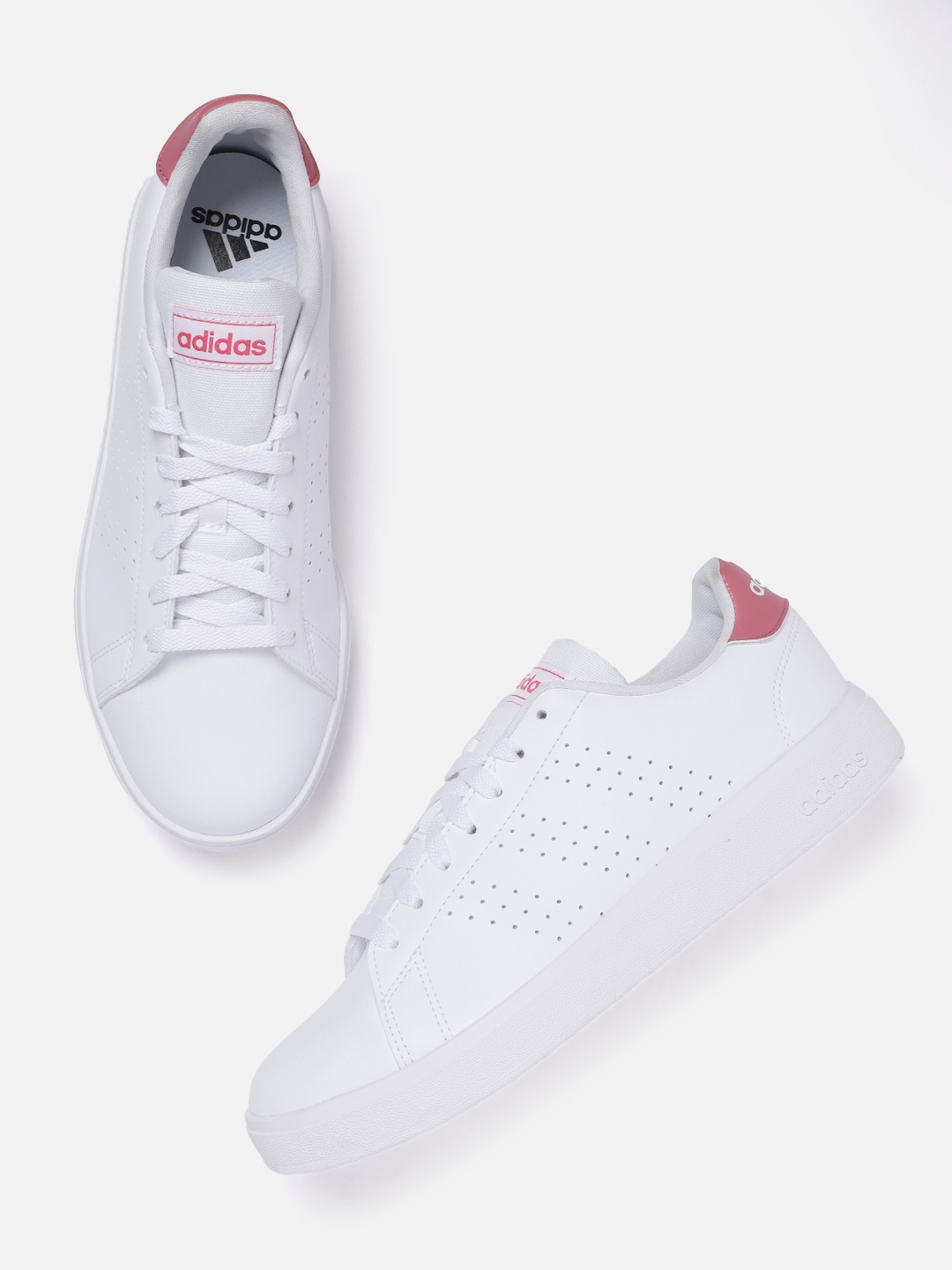 

ADIDAS Men Perforated Leather Advantage 3.0 Tennis Shoes, White