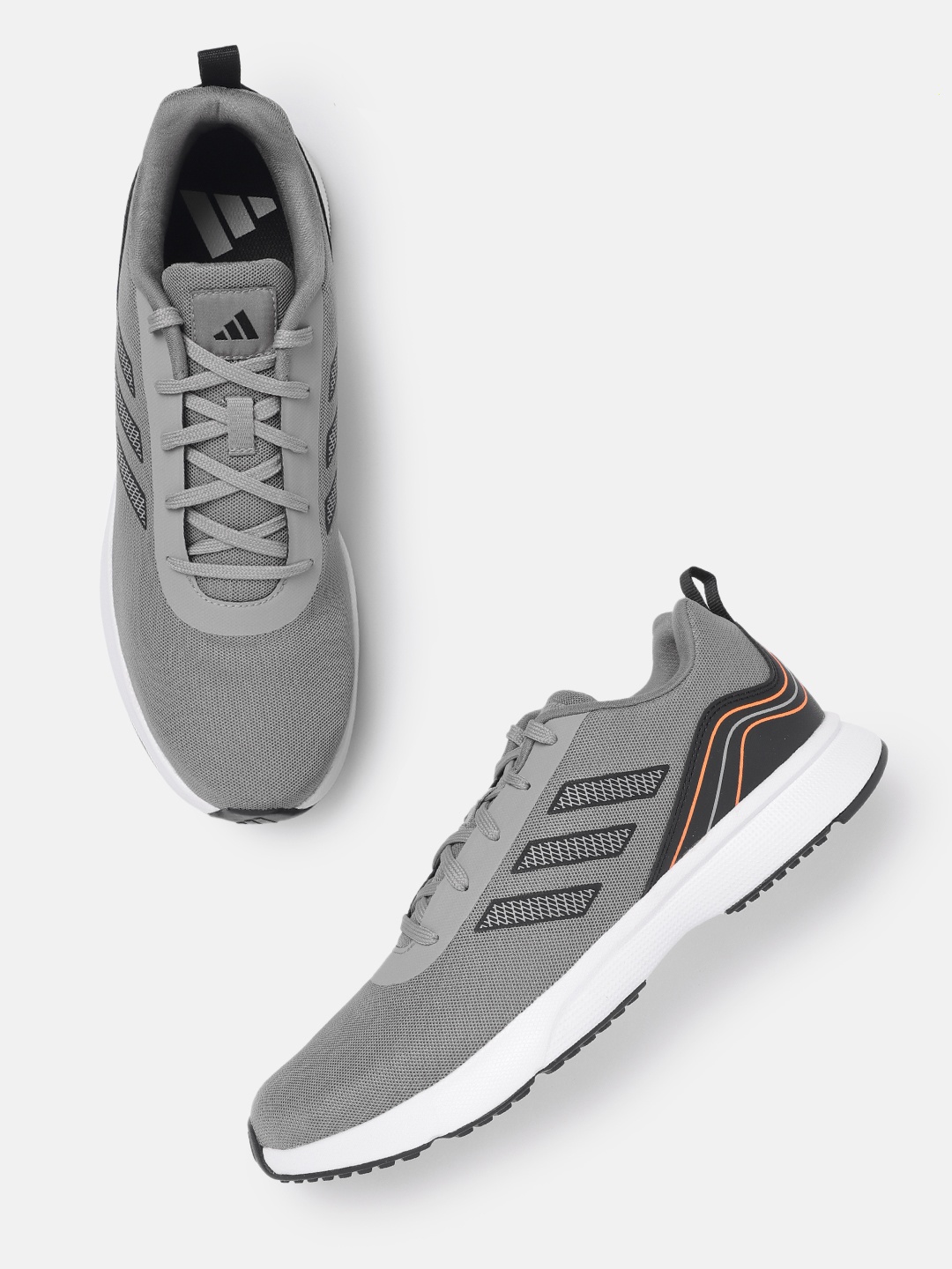 

ADIDAS Men Woven Design Quilite Running Shoes with Striped Detail, Grey