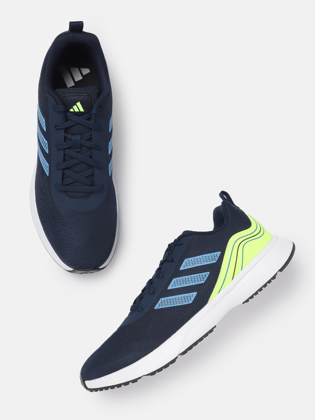 

ADIDAS Men Woven Design Quilite Running Shoes with Striped Detail, Navy blue