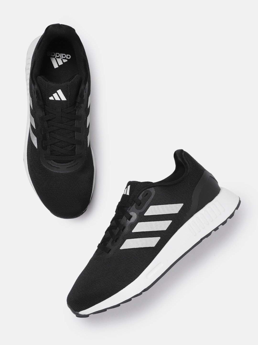 

ADIDAS Men Woven Design Adistorm Running Shoes with Striped Detail, Black