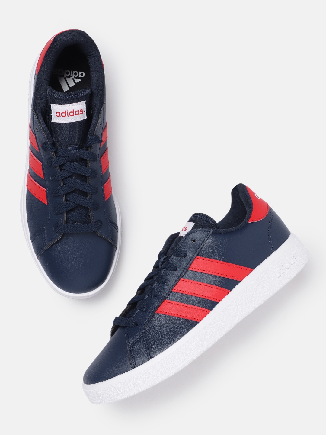 

ADIDAS Men Striped Detail Grand Court Base 3.0 Tennis Sneakers, Navy blue