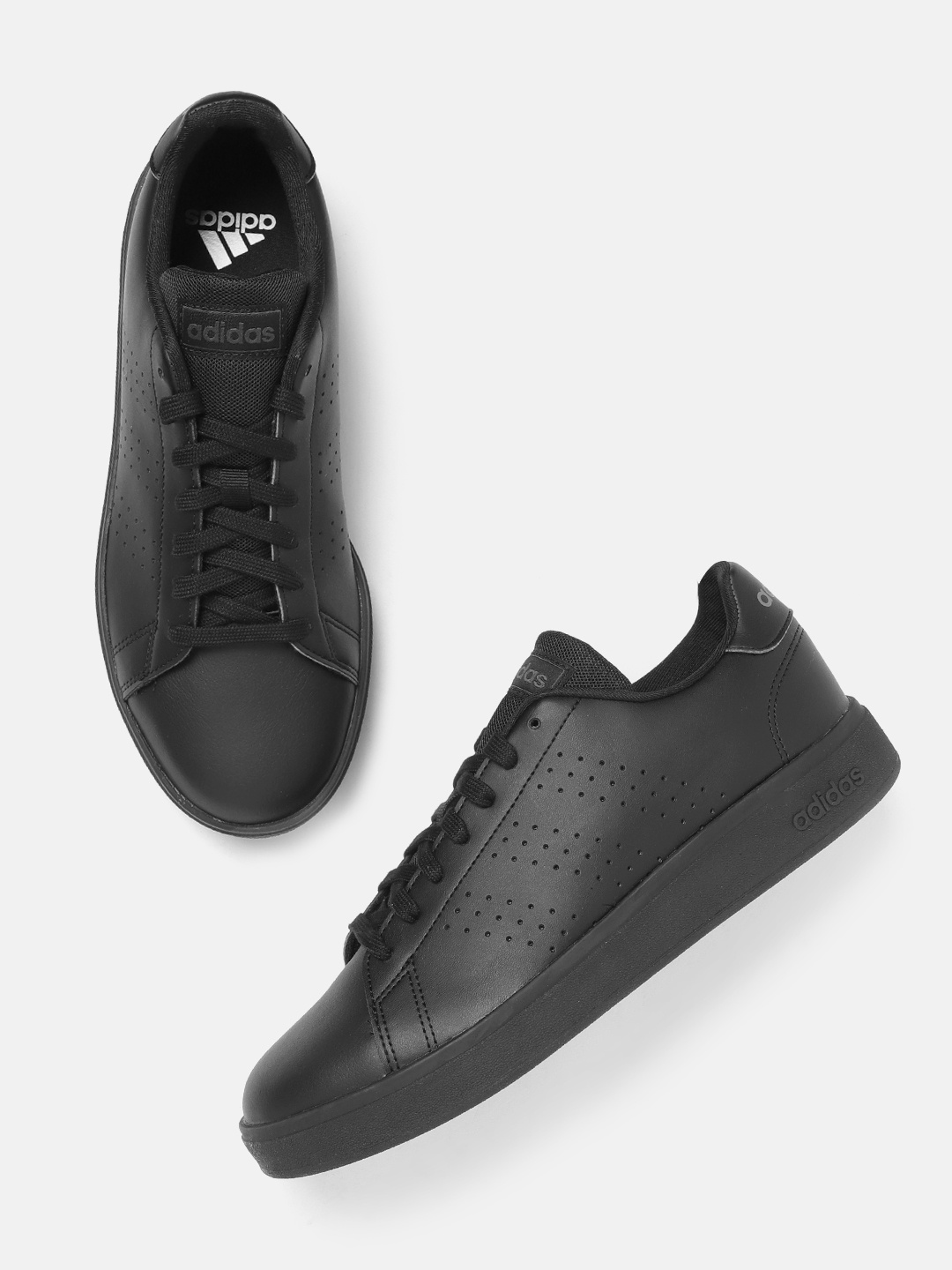

ADIDAS Men Perforated Advantage 3.0 Tennis Shoes, Black