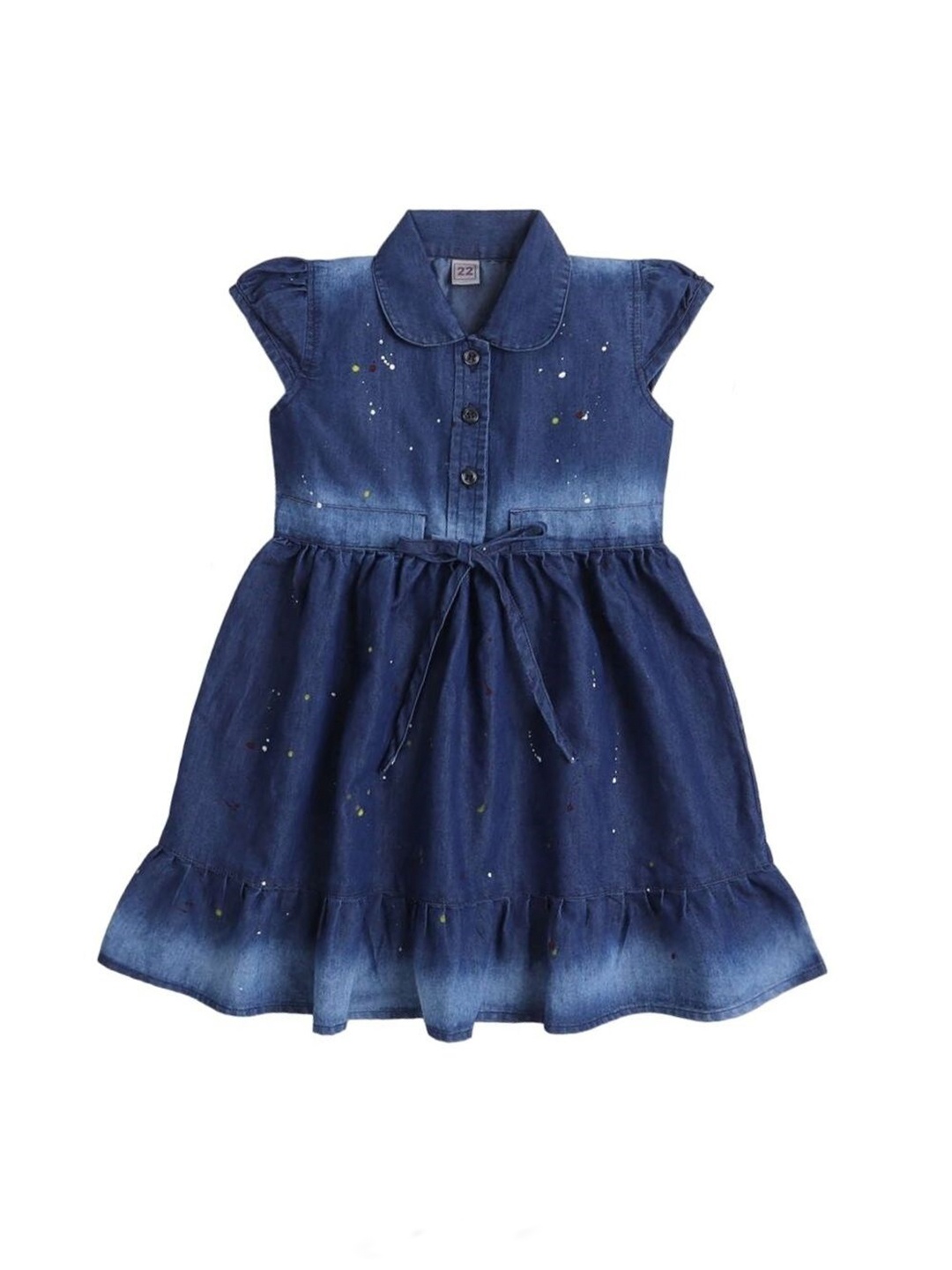 

The Magic Wand Girls Cotton Denim Fit & Flare Dress, Navy blue