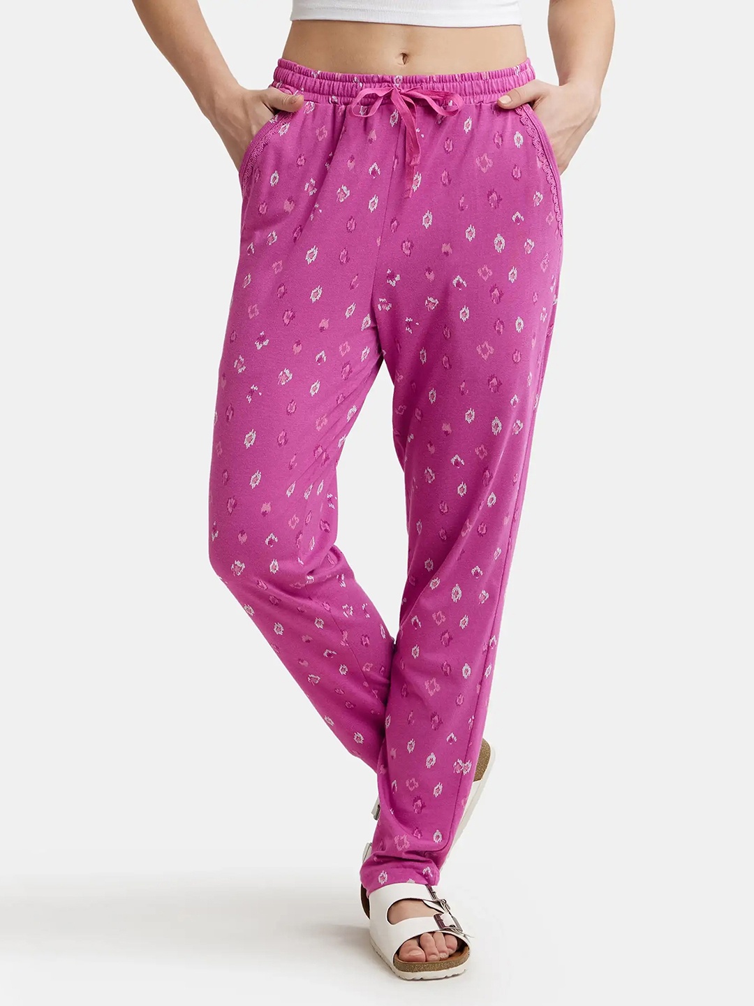 

Jockey Micro Modal Cotton Relaxed Fit Printed Pyjama-RX09, Pink