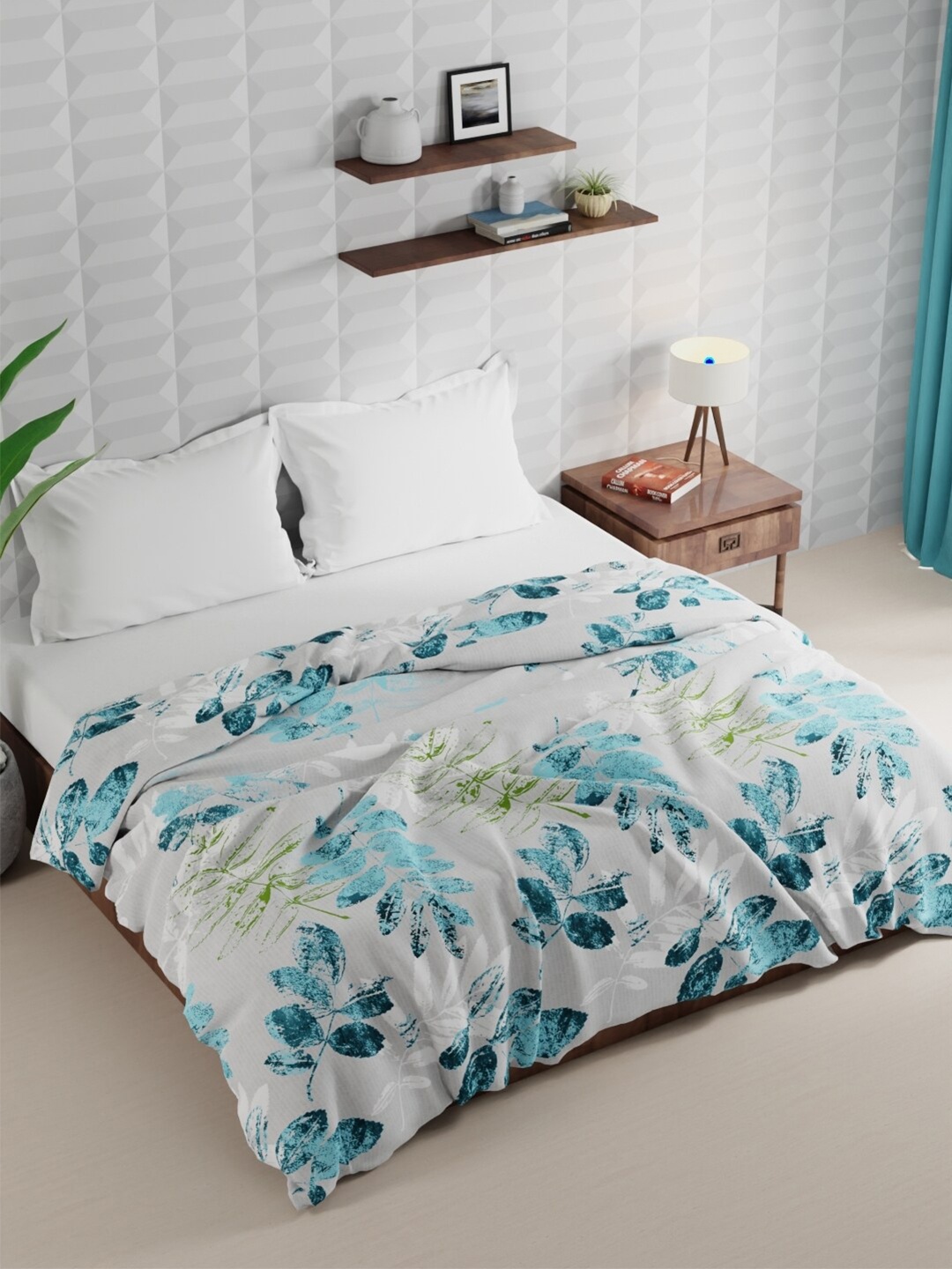 

BIANCA Grey & Blue Floral Microfiber AC Room 120 GSM Double Bed Comforter