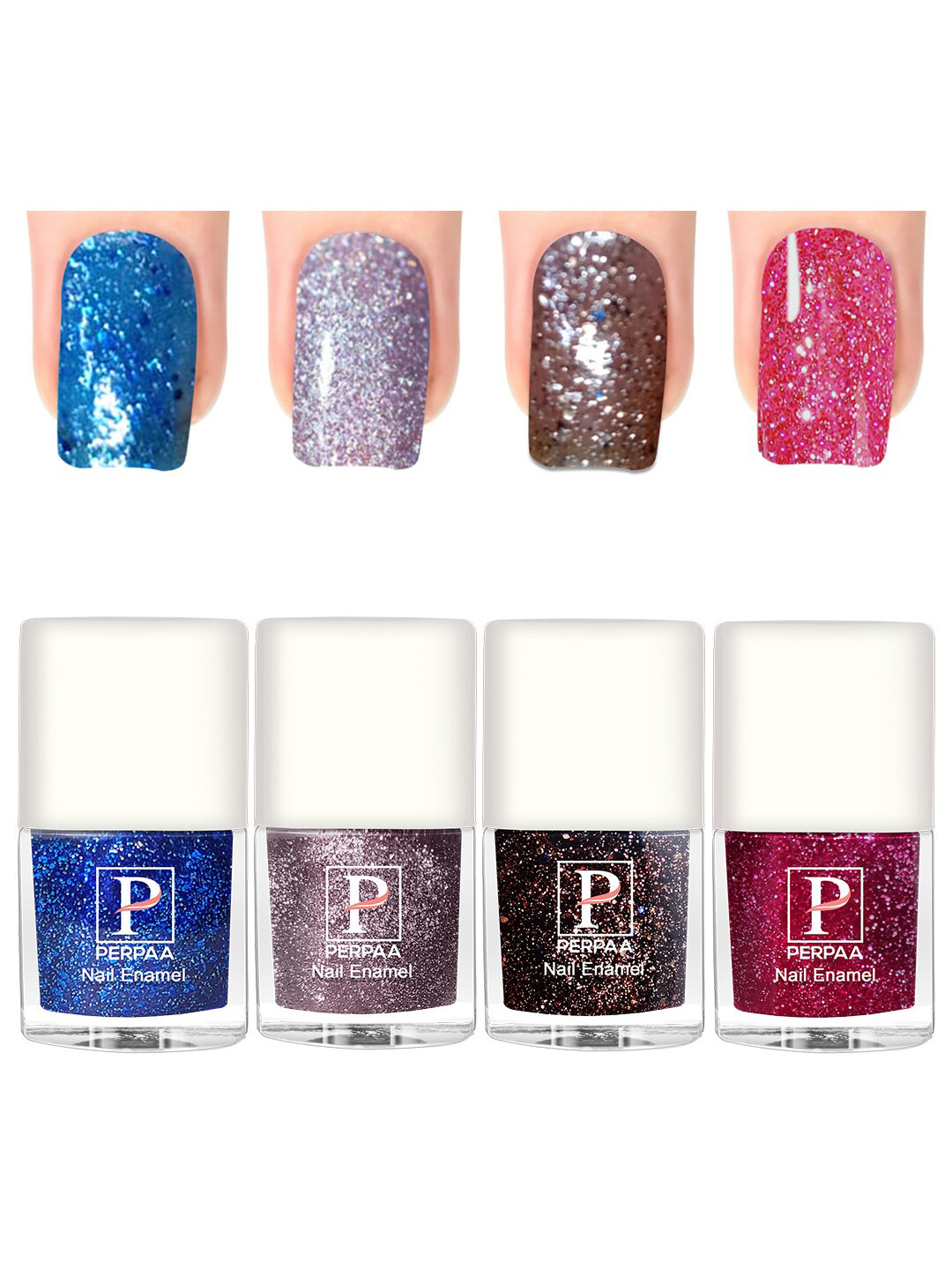 

PERPAA Glitter Light Set Of 4 Flashing Sparkly UV Gel Nail Polish -5ml Each-93-94-95-96, Pink