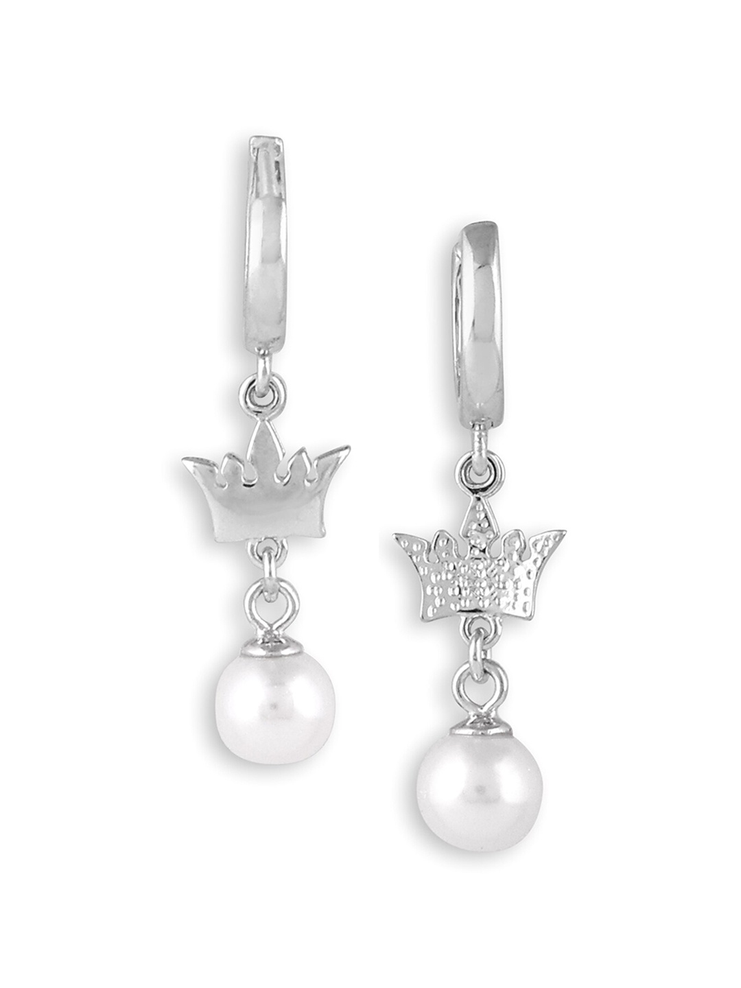 

Silverwala Silver Pearls Contemporary Hoop Earring