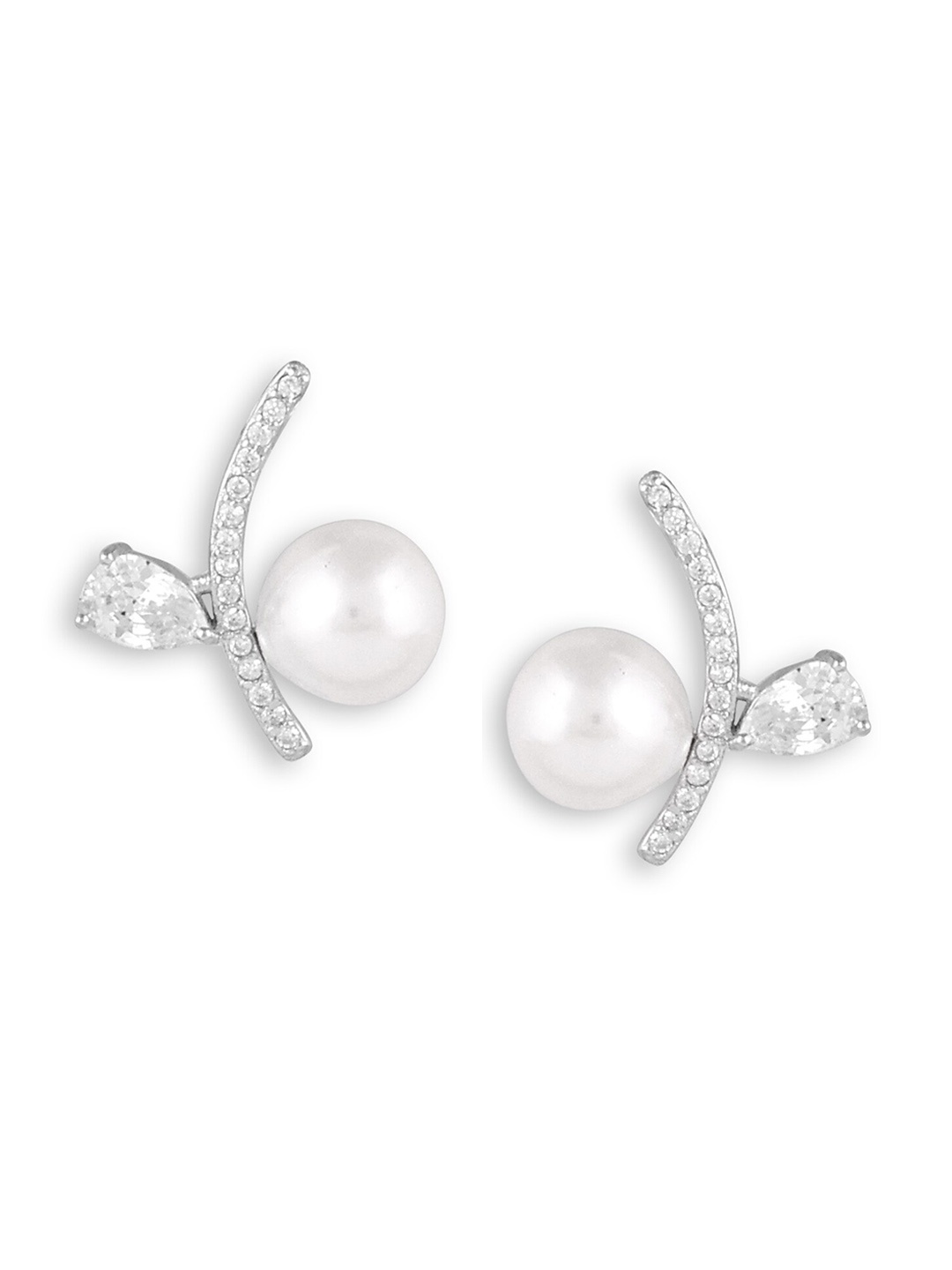 

Silverwala Cubic Zirconia Studded Contemporary Stud Earrings, Silver