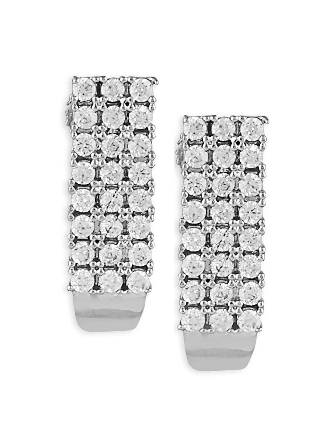 

Silverwala 925 Silver Zirconia Contemporary Drop Earrings