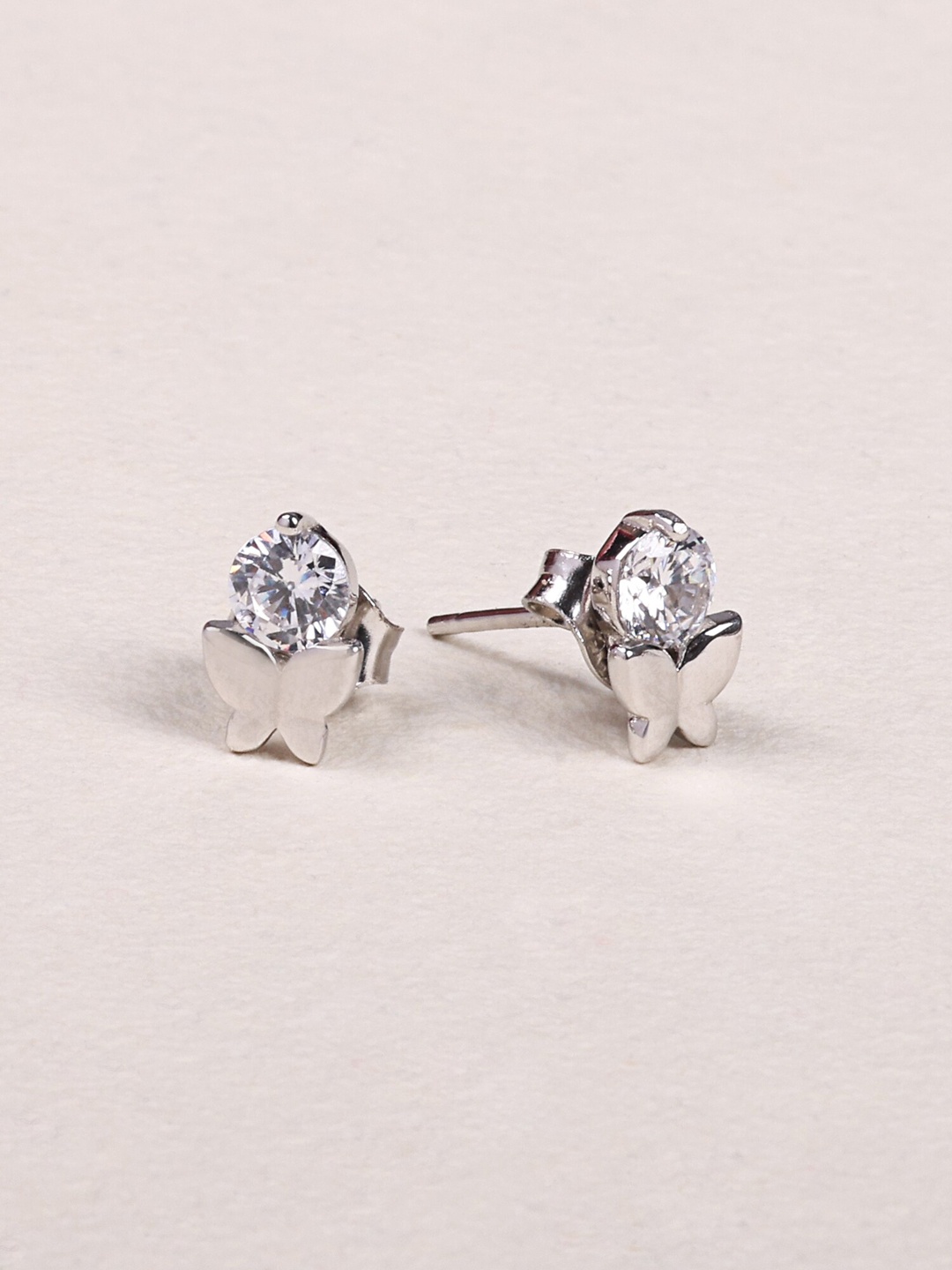 

Silverwala 925 Silver Contemporary Cubic Zirconia Studs Earrings