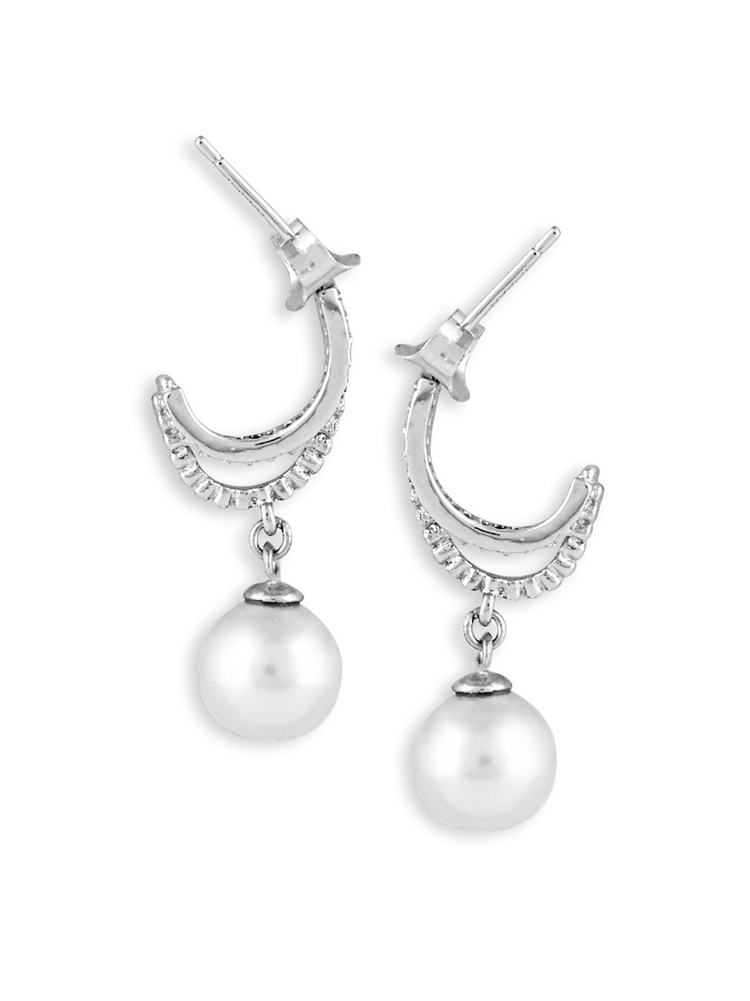 

Silverwala 925 Silver Zirconia Contemporary Drop Earrings
