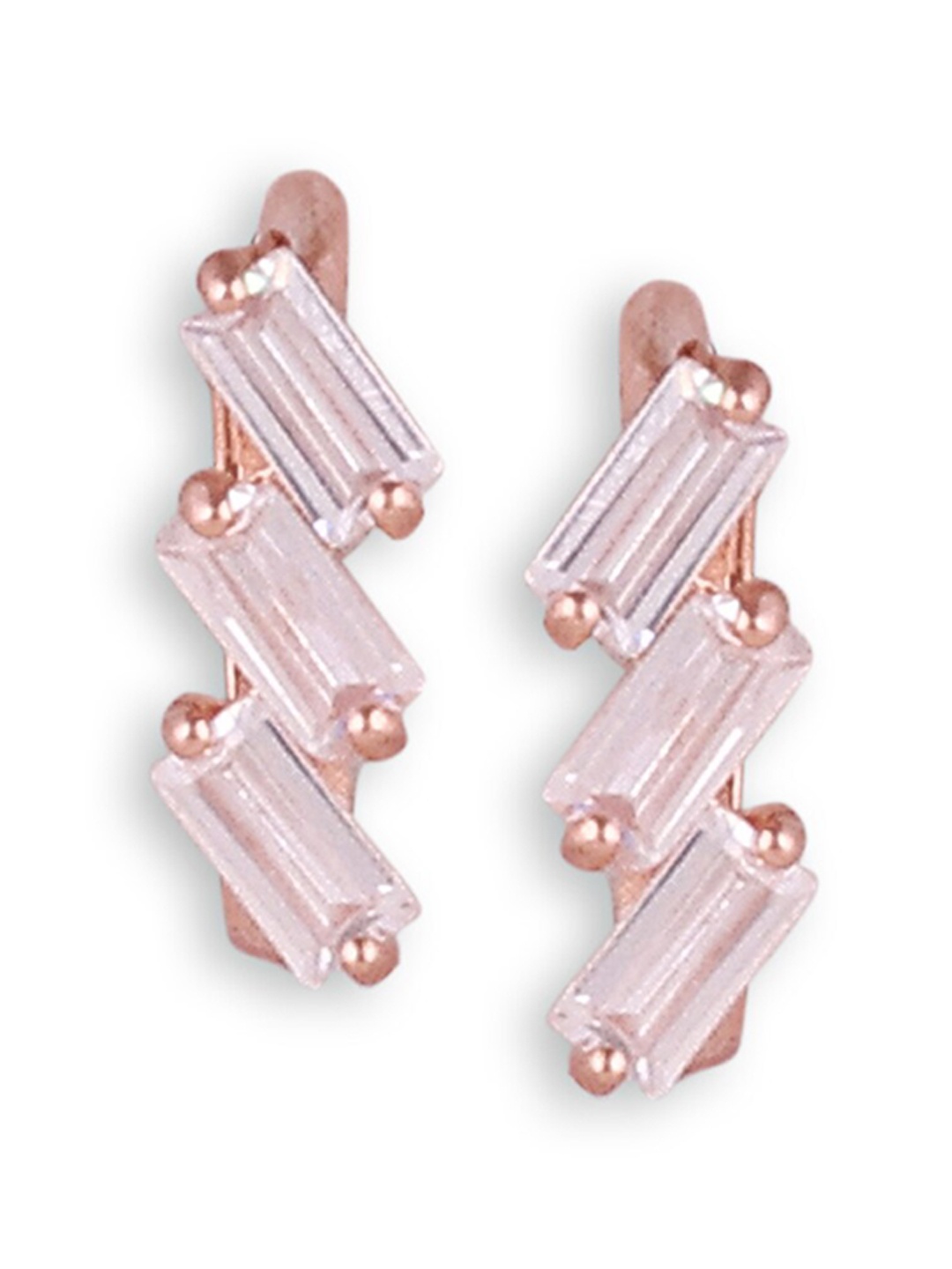 

Silverwala Silver Cubic Zirconia Contemporary Studs Earrings, Rose gold