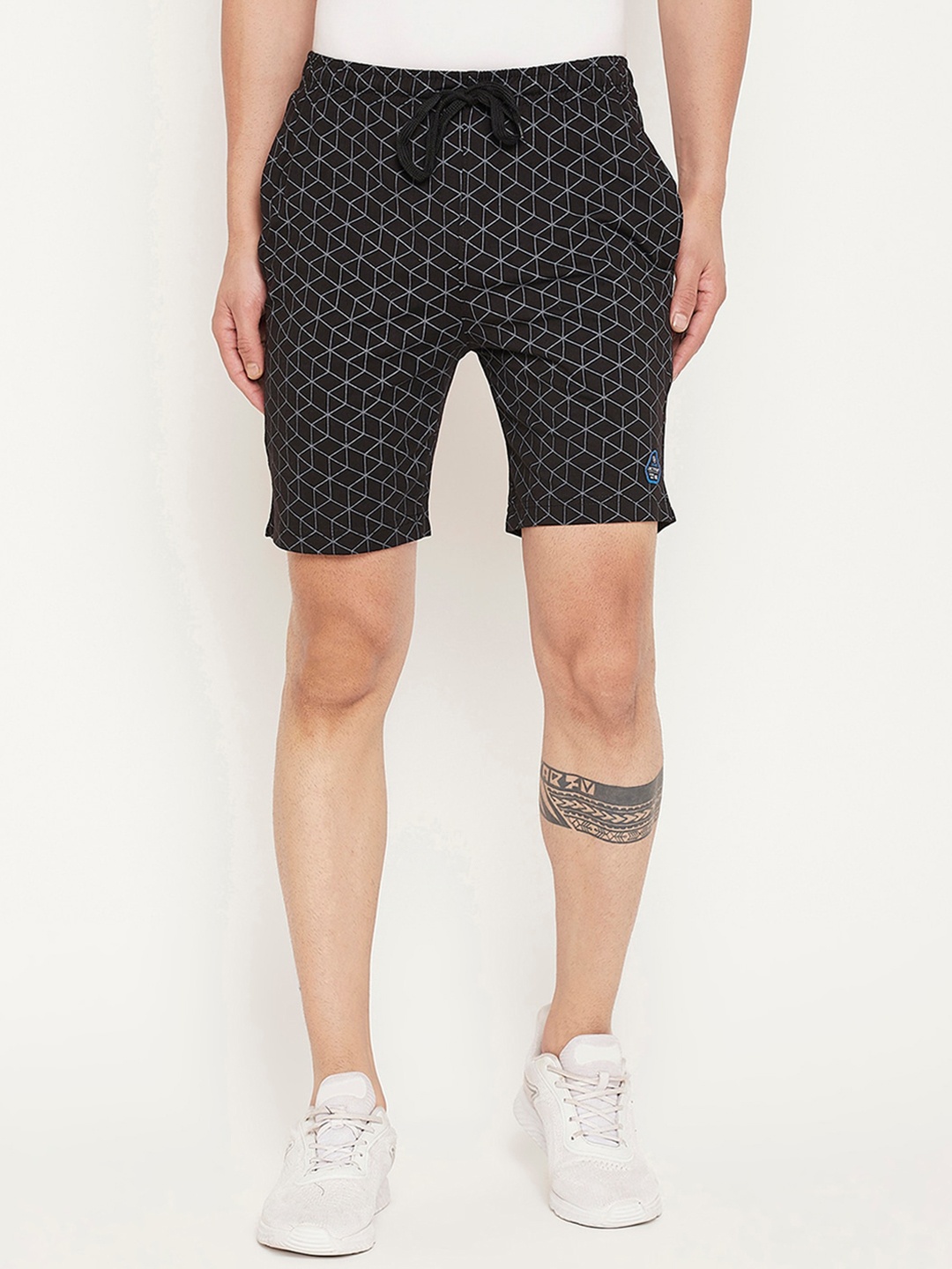 

Duke Men Geometric Printed Cotton Shorts, Black