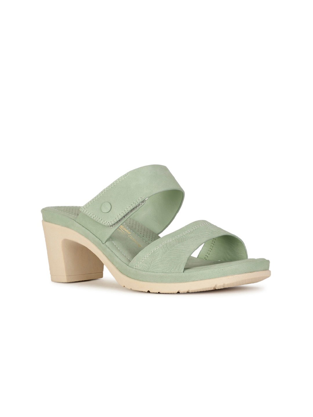 

Bata comfit Double Straps Open Toe Block Heels, Sea green