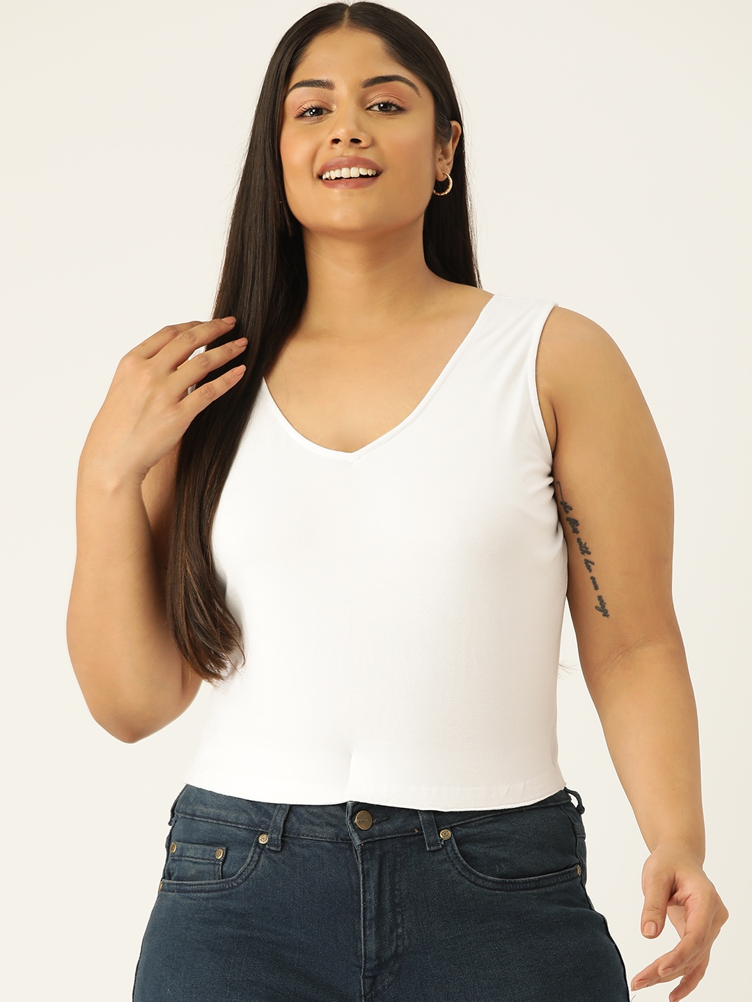 

theRebelinme Plus Size Crop Top, White