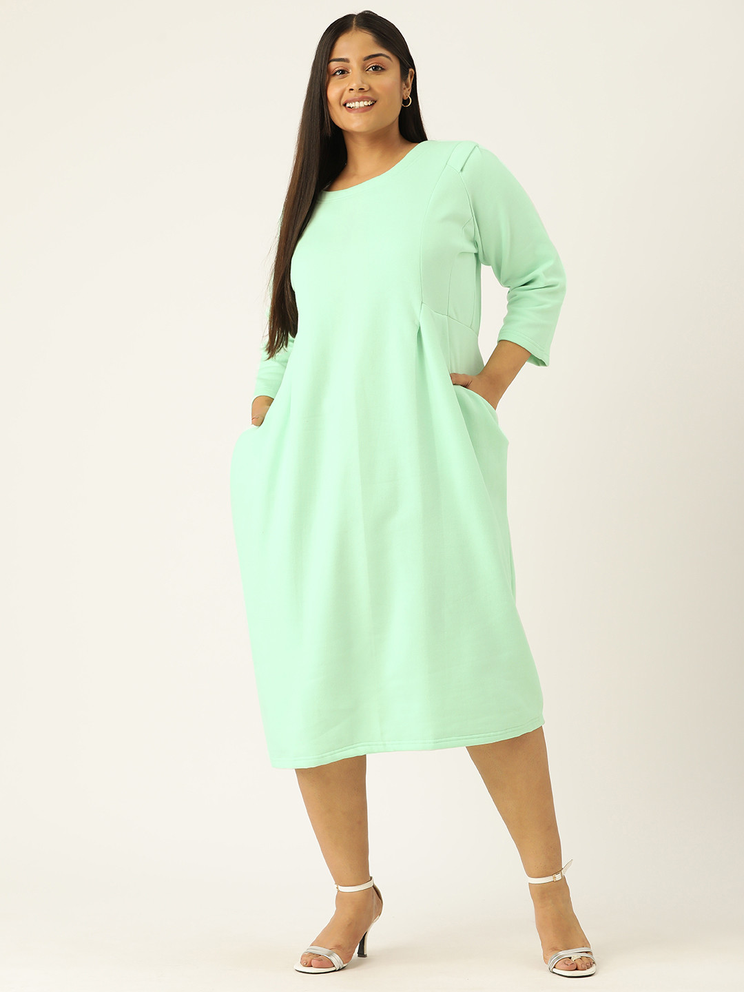 

theRebelinme Plus Size Formal A-Line Midi Dress, Sea green