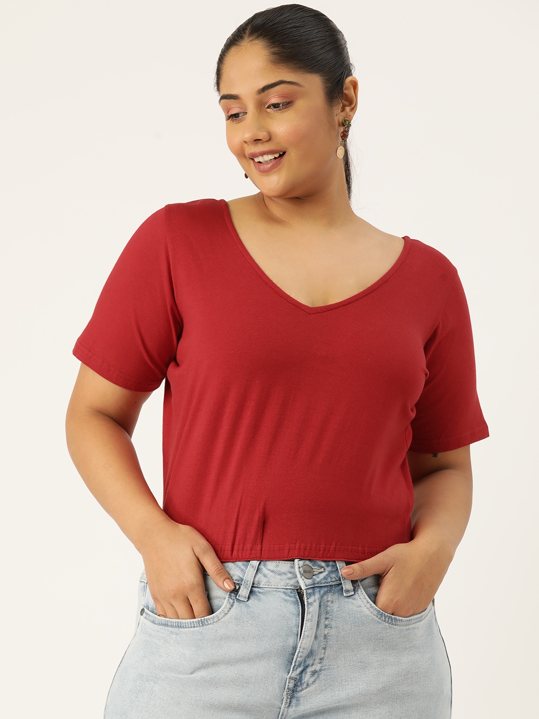 

theRebelinme Plus Size Crop Top, Maroon