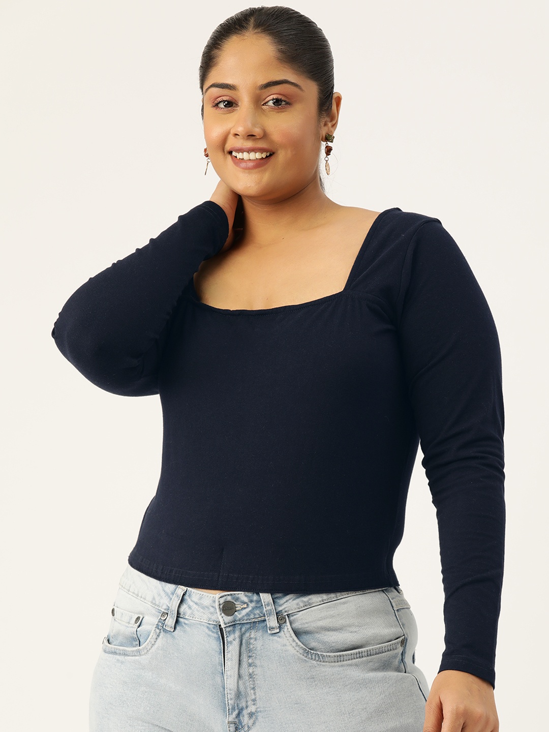 

theRebelinme Plus Size Crop Top, Navy blue
