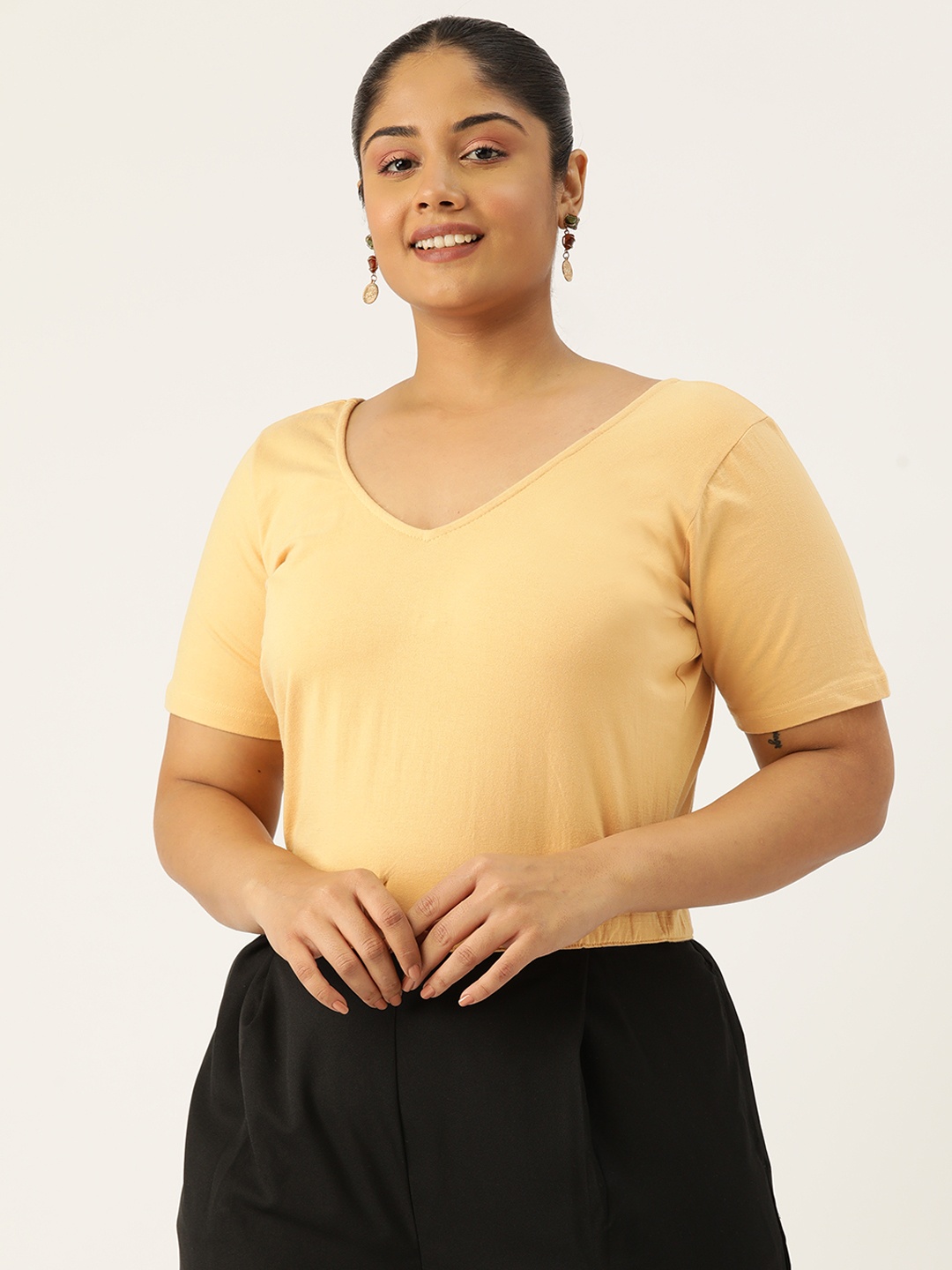 

theRebelinme Plus Size Crop Top, Beige