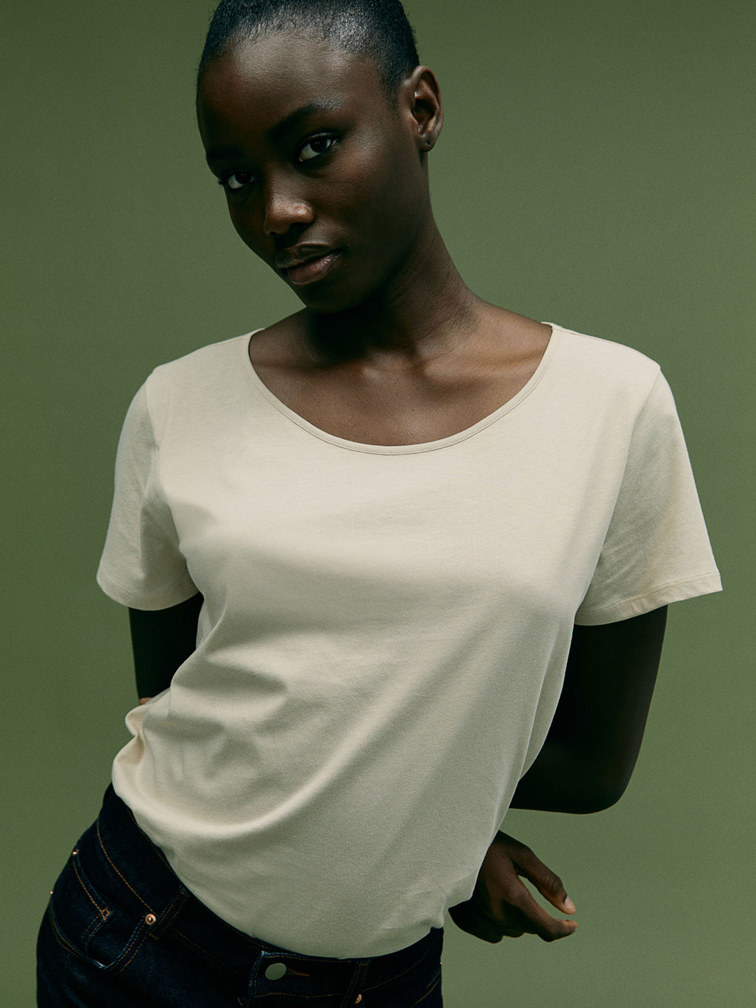 

H&M Cotton T-shirt, Beige