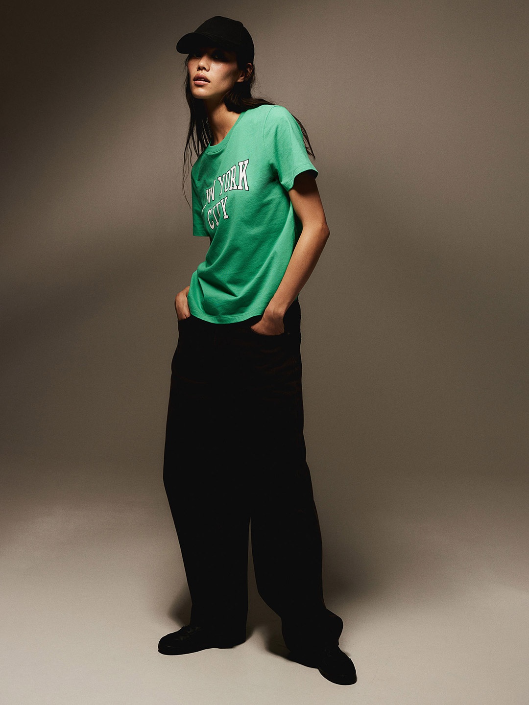 

H&M Pure Cotton Printed T-Shirt, Green