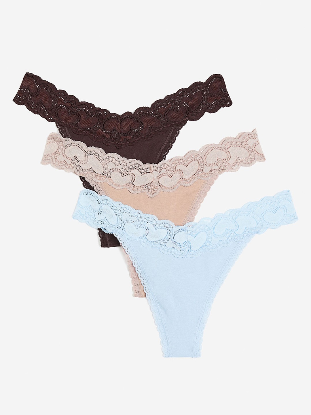 

H&M 3-Pack Cotton Thong Briefs, Blue