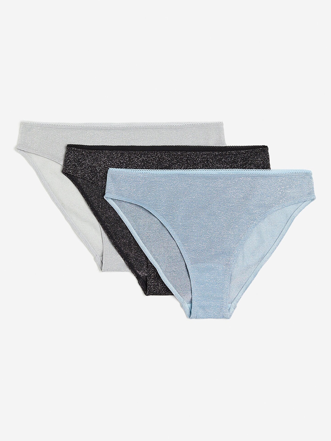 

H&M 3-Pack Picot-Trimmed Cotton Briefs, Blue