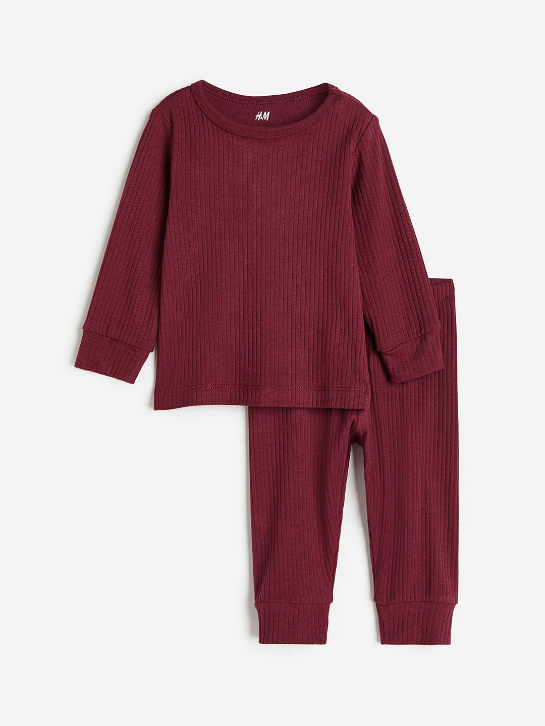 

H&M Ribbed Cotton Set, Red