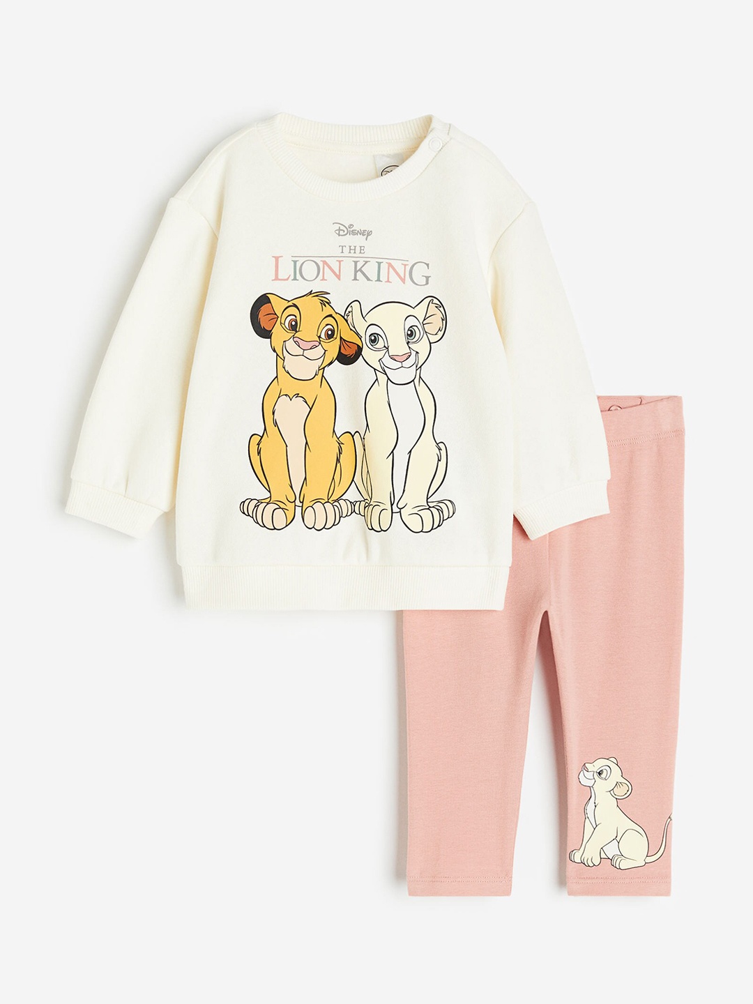 

H&M Girls Lion King 2-Piece Printed Cotton Set, Cream