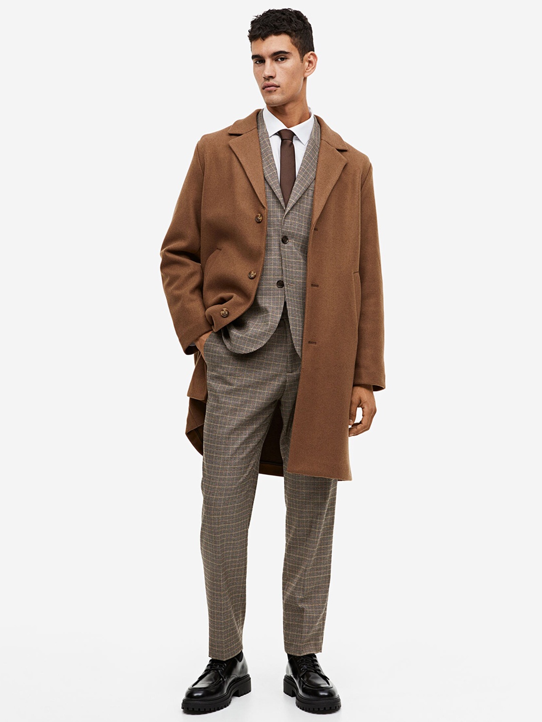 

H&M Wool-Blend Coat, Brown