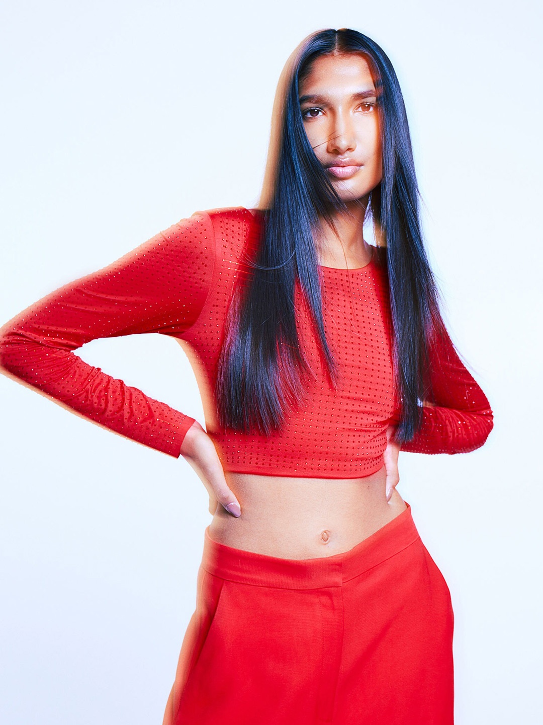 

H&M Embellished Cropped Top, Red