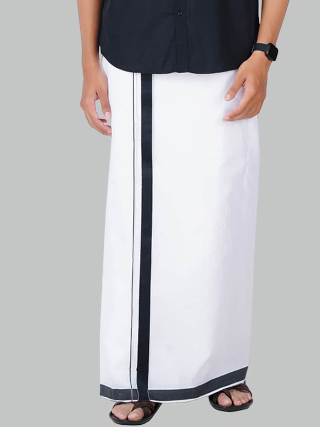 

Ramraj Fancy Border Cotton Dhoti, White