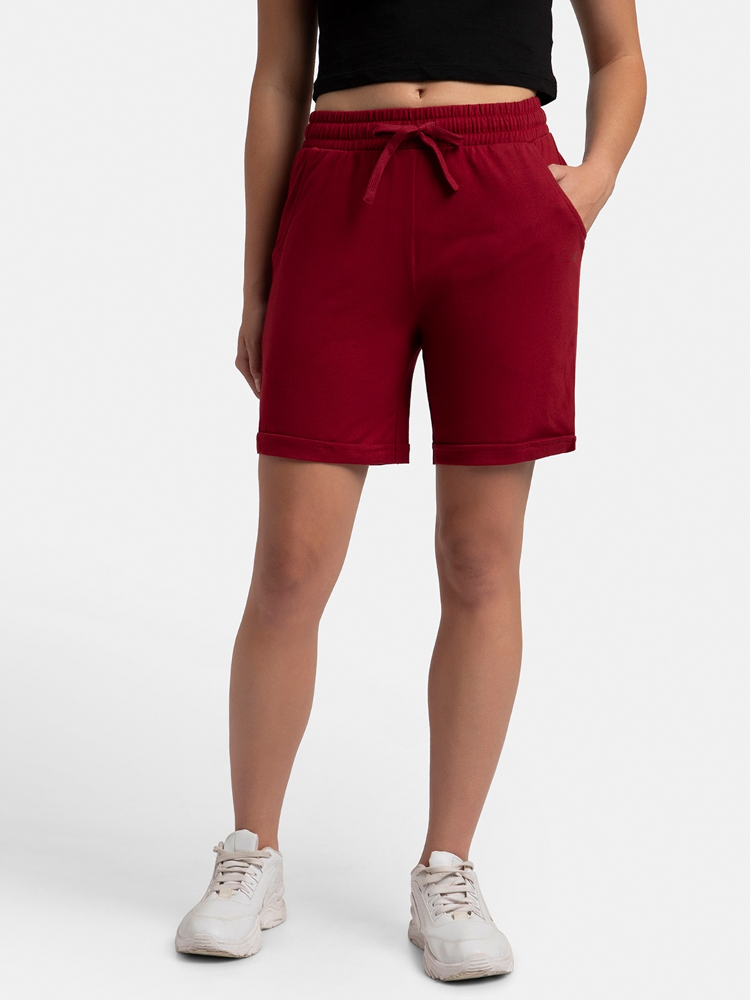 

Jockey Super Combed Cotton Rich Regular Fit Shorts with Side Pockets-AW23, Red