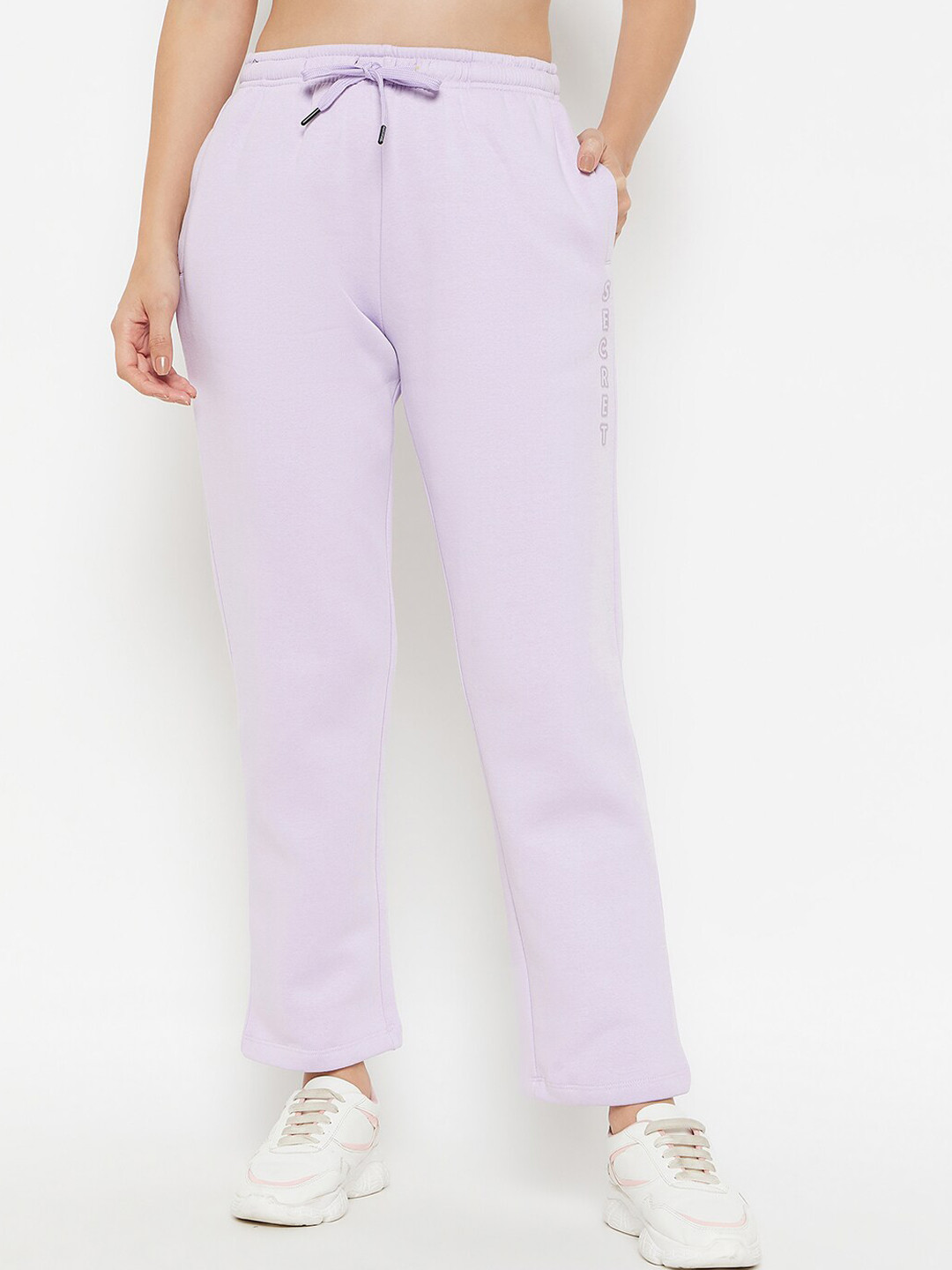 

MADAME M SECRET Women Mid Rise Cotton Track Pants, Lavender