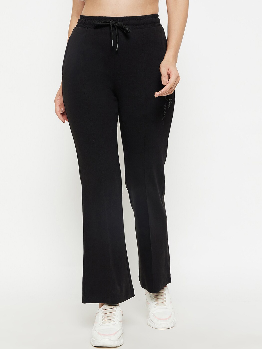 

MADAME M SECRET Women Mid Rise Cotton Track Pants, Black