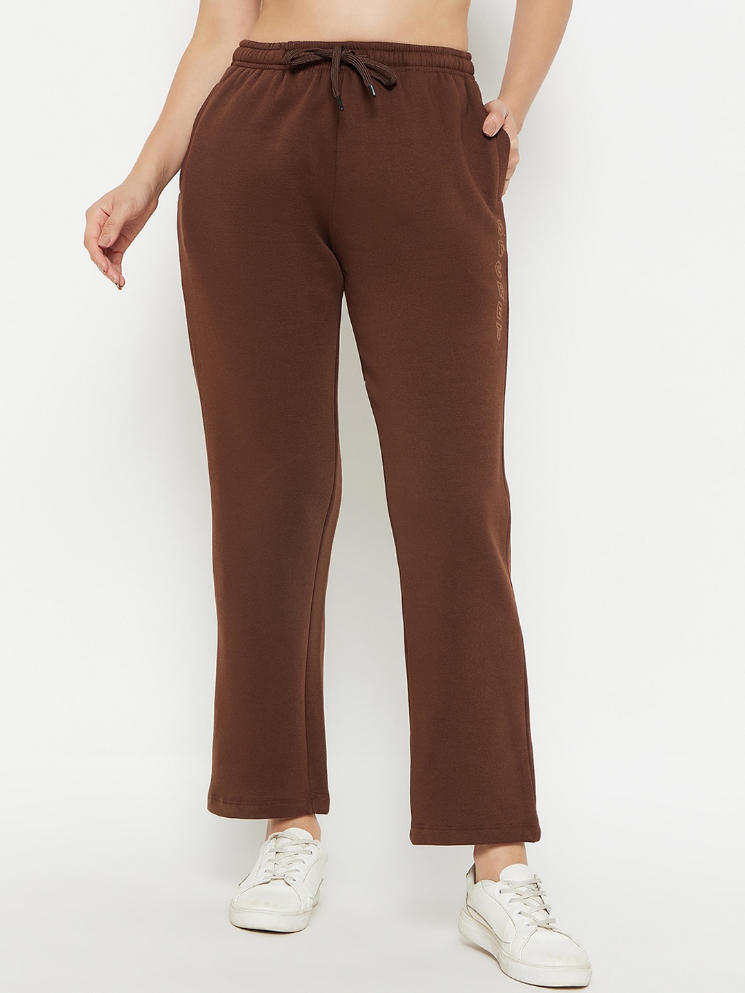 

MADAME M SECRET Women Cotton Mid-Rise Track Pants, Brown